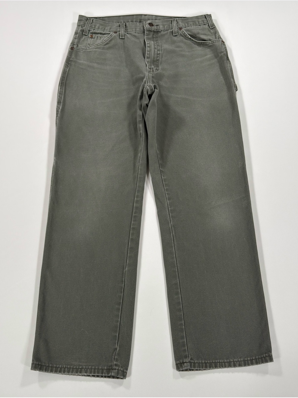 Dickies Mens Carpenter Pants Moss Green Duck Canvas 34x32 (Fits 34x30) 1939RMS